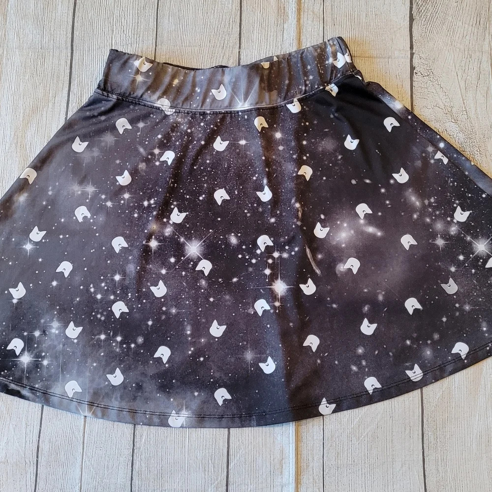 Sailor Moon •Size Medium• Luna Galaxy Print Skater Skirt Stretchy Waist - Picture 3 of 8